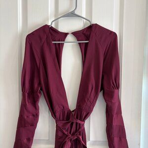 ASOS Plum Wrap Long Sleeve Open Back Dress